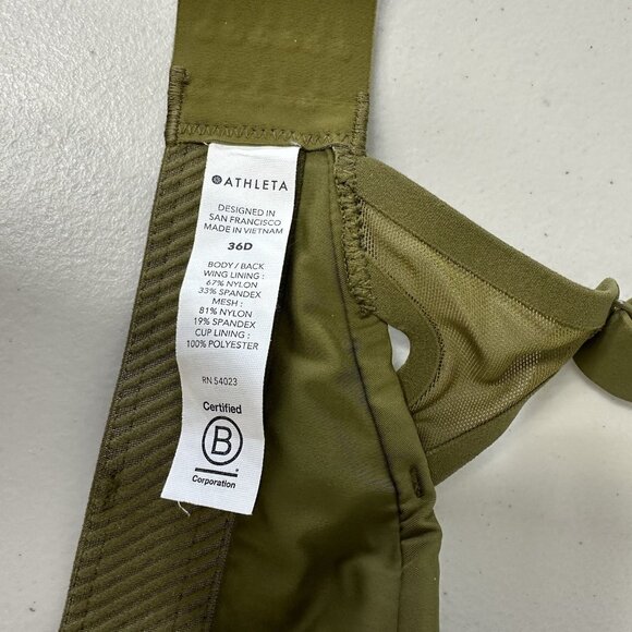 Athleta Advance Sprint Sports Bra Size 36D Arboretum Olive Green - Picture 6 of 7